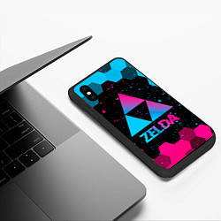 Чехол iPhone XS Max матовый Zelda - neon gradient, цвет: 3D-черный — фото 2