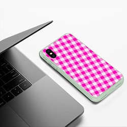 Чехол iPhone XS Max матовый Розовая клетка Барби, цвет: 3D-салатовый — фото 2