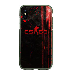 Чехол iPhone XS Max матовый CS GO black red brushes, цвет: 3D-темно-зеленый