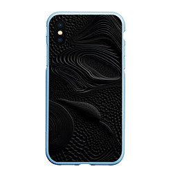 Чехол iPhone XS Max матовый Black texture, цвет: 3D-голубой