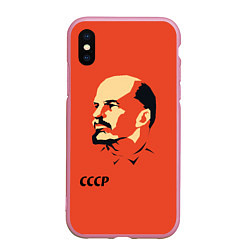 Чехол iPhone XS Max матовый СССР Ленин жив, цвет: 3D-розовый
