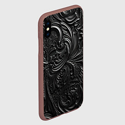 Чехол iPhone XS Max матовый Объемная черная текстура из кожи, цвет: 3D-коричневый — фото 2