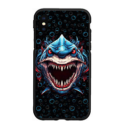 Чехол iPhone XS Max матовый Evil shark, цвет: 3D-черный