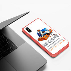 Чехол iPhone XS Max матовый Возьми собаку в поезд, цвет: 3D-красный — фото 2