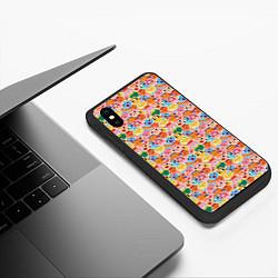 Чехол iPhone XS Max матовый Смайлики котятки, цвет: 3D-черный — фото 2