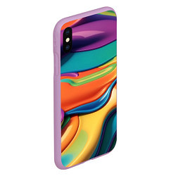 Чехол iPhone XS Max матовый Жидкий разноцветный пластик, цвет: 3D-сиреневый — фото 2