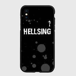 Чехол iPhone XS Max матовый Hellsing glitch на темном фоне: символ сверху