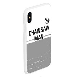 Чехол iPhone XS Max матовый Chainsaw Man glitch на светлом фоне: символ сверху, цвет: 3D-белый — фото 2
