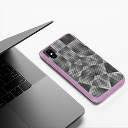 Чехол iPhone XS Max матовый В серых тонах геометрический узор, цвет: 3D-сиреневый — фото 2