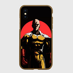 Чехол iPhone XS Max матовый Злой Сайтама, цвет: 3D-коричневый