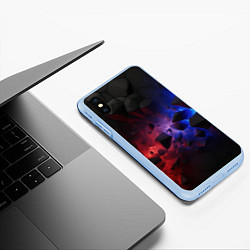 Чехол iPhone XS Max матовый Синие и красные абстрактные элементы, цвет: 3D-голубой — фото 2
