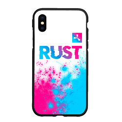 Чехол iPhone XS Max матовый Rust neon gradient style: символ сверху