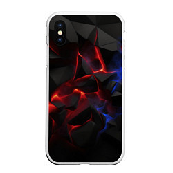 Чехол iPhone XS Max матовый Плиты черные красные синие, цвет: 3D-белый