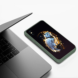 Чехол iPhone XS Max матовый Снежная сова, цвет: 3D-темно-зеленый — фото 2