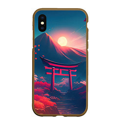 Чехол iPhone XS Max матовый Japan gate drawing