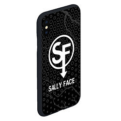 Чехол iPhone XS Max матовый Sally Face glitch на темном фоне, цвет: 3D-черный — фото 2