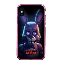 Чехол iPhone XS Max матовый Bonnie FNAF, цвет: 3D-малиновый