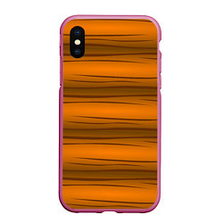 Чехол iPhone XS Max матовый Текстура бревна горизонтальные