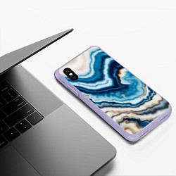 Чехол iPhone XS Max матовый Разноцветная текстура океанического агата, цвет: 3D-светло-сиреневый — фото 2