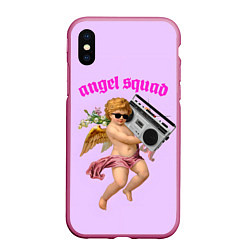 Чехол iPhone XS Max матовый Angel Squad, цвет: 3D-малиновый