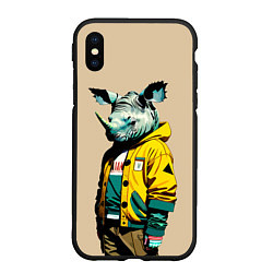 Чехол iPhone XS Max матовый Dude rhino - urban style, цвет: 3D-черный