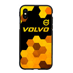 Чехол iPhone XS Max матовый Volvo - gold gradient: символ сверху