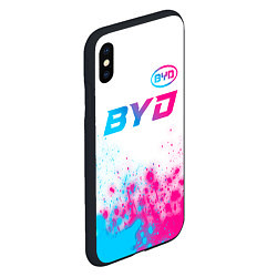 Чехол iPhone XS Max матовый BYD neon gradient style: символ сверху, цвет: 3D-черный — фото 2