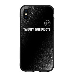 Чехол iPhone XS Max матовый Twenty One Pilots glitch на темном фоне: символ св