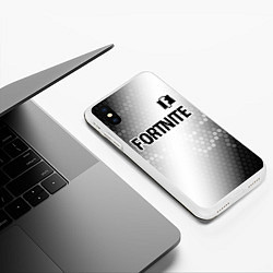 Чехол iPhone XS Max матовый Fortnite glitch на светлом фоне: символ сверху, цвет: 3D-белый — фото 2