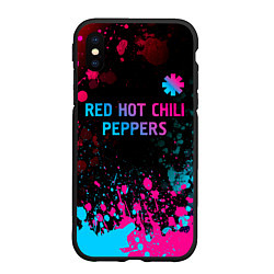 Чехол iPhone XS Max матовый Red Hot Chili Peppers - neon gradient: символ свер