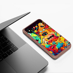 Чехол iPhone XS Max матовый Зубастые галлюцинации, цвет: 3D-коричневый — фото 2