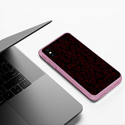 Чехол iPhone XS Max матовый Паттерн очень странные дела, цвет: 3D-розовый — фото 2