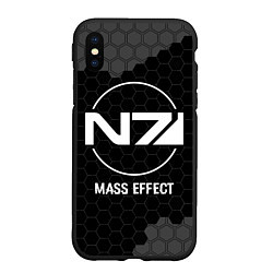 Чехол iPhone XS Max матовый Mass Effect glitch на темном фоне