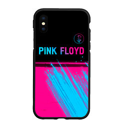 Чехол iPhone XS Max матовый Pink Floyd - neon gradient: символ сверху