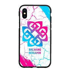 Чехол iPhone XS Max матовый Breaking Benjamin neon gradient style, цвет: 3D-черный