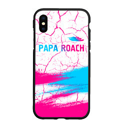 Чехол iPhone XS Max матовый Papa Roach neon gradient style: символ сверху