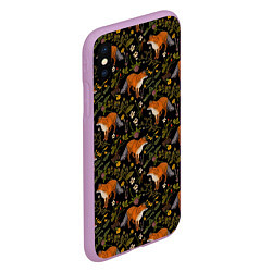 Чехол iPhone XS Max матовый Лисы и цветы, цвет: 3D-сиреневый — фото 2