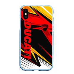 Чехол iPhone XS Max матовый Ducati - red uniform, цвет: 3D-голубой