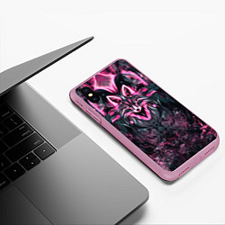 Чехол iPhone XS Max матовый Розовый лис в стиле арт, цвет: 3D-розовый — фото 2