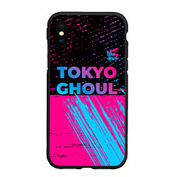 Чехол iPhone XS Max матовый Tokyo Ghoul - neon gradient: символ сверху, цвет: 3D-черный