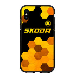 Чехол iPhone XS Max матовый Skoda - gold gradient: символ сверху