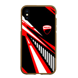 Чехол iPhone XS Max матовый Ducati- красные абстрактные фигуры, цвет: 3D-коричневый