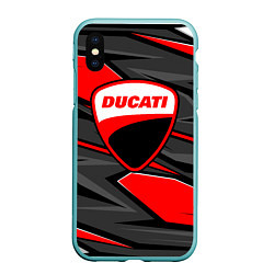 Чехол iPhone XS Max матовый Ducati - red stripes, цвет: 3D-мятный