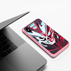 Чехол iPhone XS Max матовый Череп киберпанк красный, цвет: 3D-баблгам — фото 2