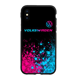 Чехол iPhone XS Max матовый Volkswagen - neon gradient: символ сверху
