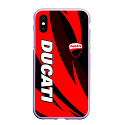 Чехол iPhone XS Max матовый Ducati - красные волны, цвет: 3D-сиреневый