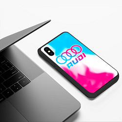 Чехол iPhone XS Max матовый Audi neon gradient style, цвет: 3D-черный — фото 2