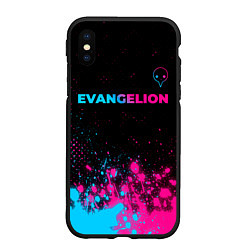 Чехол iPhone XS Max матовый Evangelion - neon gradient: символ сверху