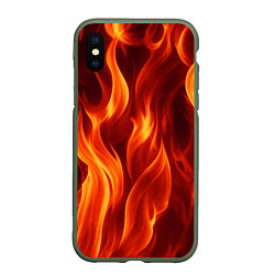 Чехол iPhone XS Max матовый Костёр на чёрном фоне, цвет: 3D-темно-зеленый