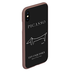 Чехол iPhone XS Max матовый Собака на черном - Пабло Пикассо, цвет: 3D-коричневый — фото 2